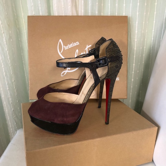 Rare Louboutin Suede & Python Mary Jane - Picture 13 of 14